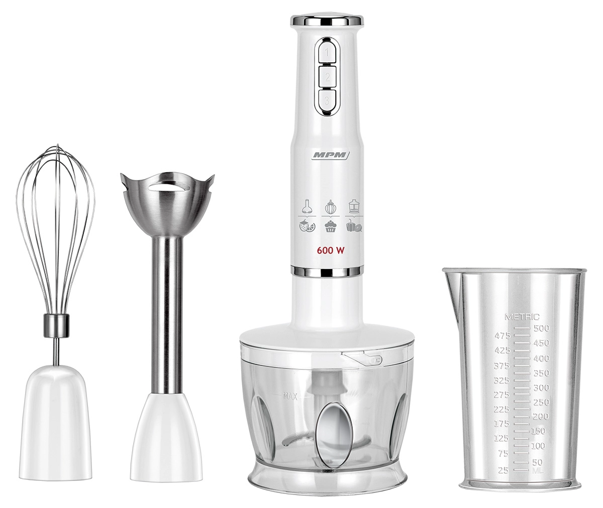 Blender MPM MBL-43 600W Rozdrabniacz Końcówka do ubijania