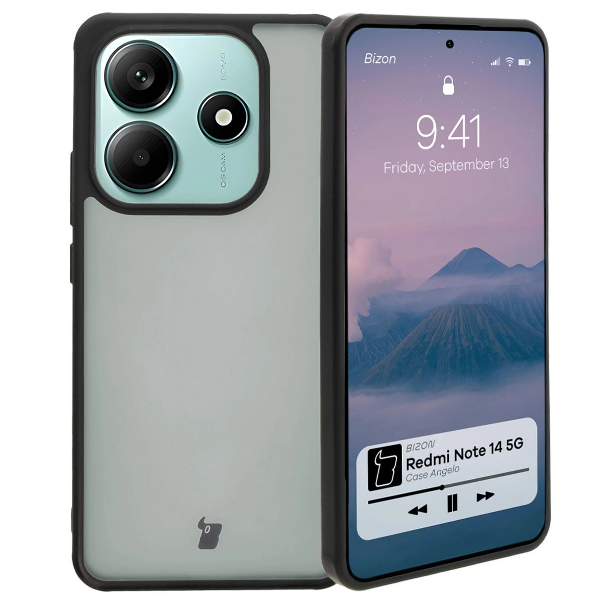 Etui Bizon Angelo do Xiaomi Redmi Note 14 Pro 5G / 14 Pro+ 5G / Poco X7 Przydymione z czarną ramką