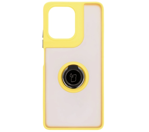 Bizon z uchwytem na palec Hybrid Ring do Motorola Moto G75 5G Przydymione z żółtą ramką