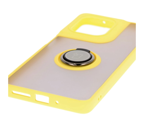 Bizon z uchwytem na palec Hybrid Ring do Motorola Moto G75 5G Przydymione z żółtą ramką