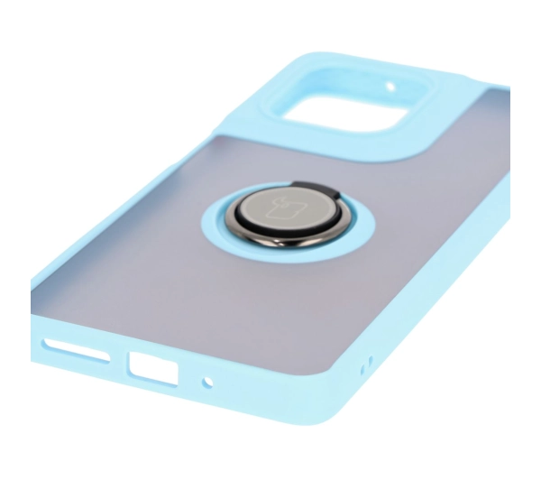 Bizon z uchwytem na palec Hybrid Ring do Motorola Moto G75 5G Przydymione z jasnoniebieską ramką
