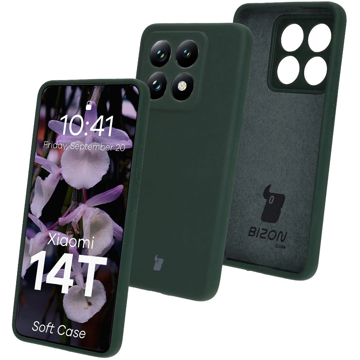 Etui Bizon Silikonowe Soft do Xiaomi 14T Ciemnozielony