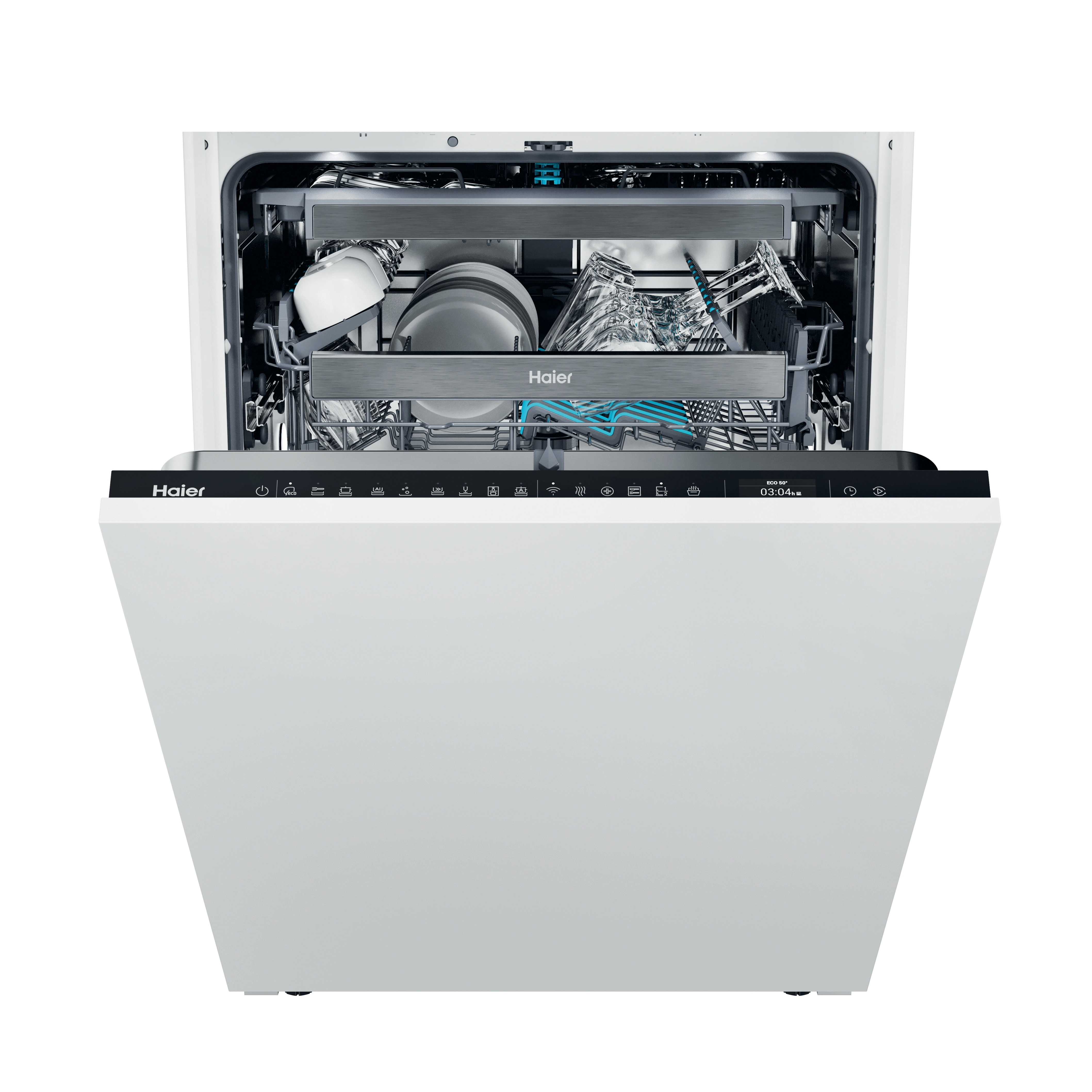 Zmywarka Haier Xynergy XS 63A4M4B 59,7cm Funkcje AI X-spray Automatyczne otwieranie drzwi Szuflada na sztućce Zdalne sterowanie