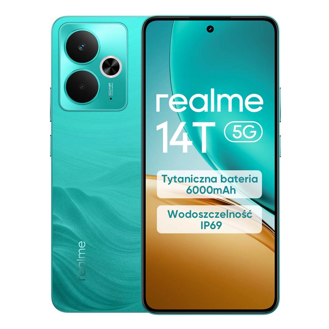 Smartfon realme 14T 5G 8/256GB Funkcje AI 6,67" 120Hz 50Mpix Zielony