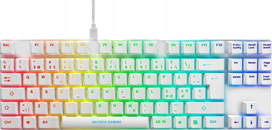 Klawiatura mechaniczna Deltaco GAM-111-W-UK Outemu Red Biały
