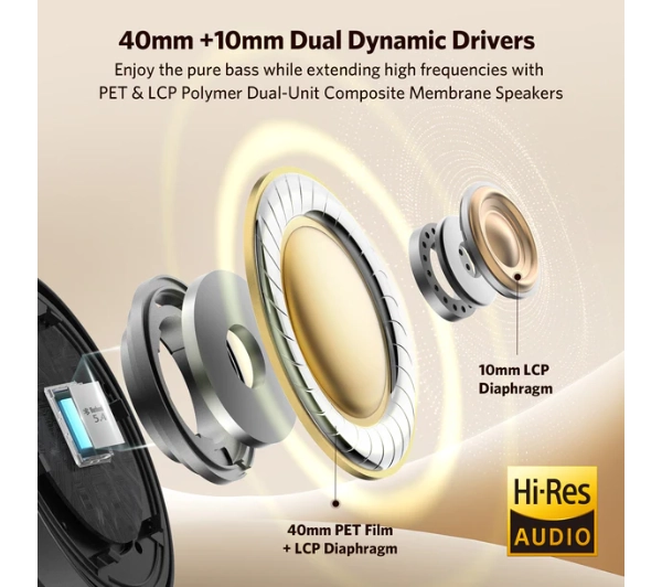 Earfun Tune Pro Nauszne Bluetooth 5.4 Czarny