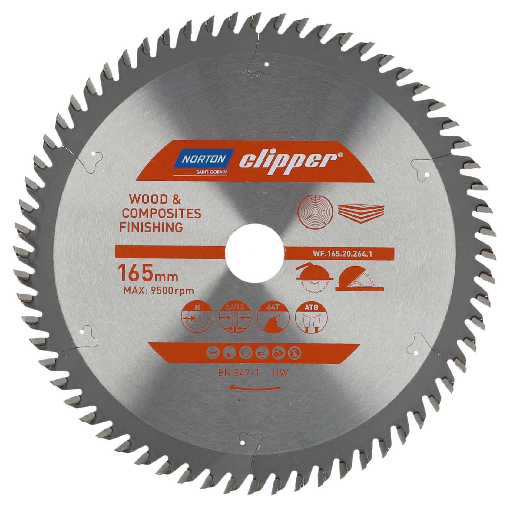 Tarcza TCT Norton Clipper do wykończenia drewna 165mm