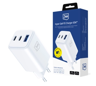 Ładowarka sieciowa 3mk Hyper GaN Charger 65W QC4+ PD PPS USB 1A2C Biały