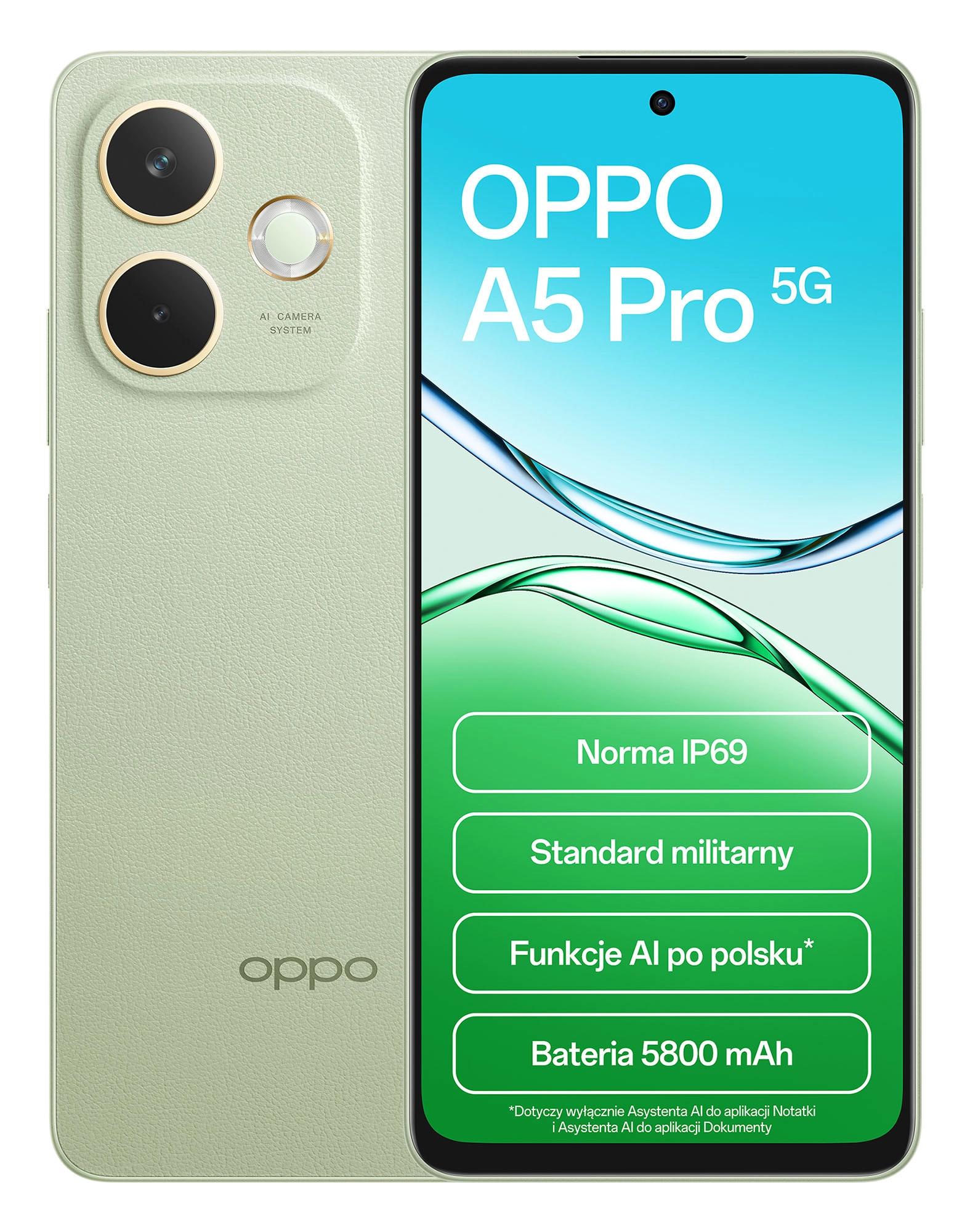 Smartfon OPPO A5 Pro 5G 8/256GB Funkcje AI 6,6" 120Hz 50Mpix Zielony