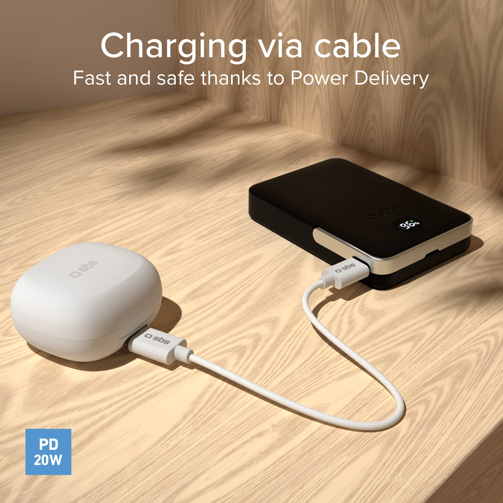 фото Зовнішній акумулятор (павербанк) SBS Wireless Power Bank with Stand and LCD 10000 mAh (TEBB10000MAGSTAND)