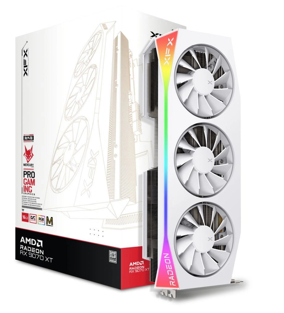 Karta graficzna XFX Mercury Radeon RX 9070 XT OC White Magnetic Air Edition RGB 16GB GDDR6 256bit FSR