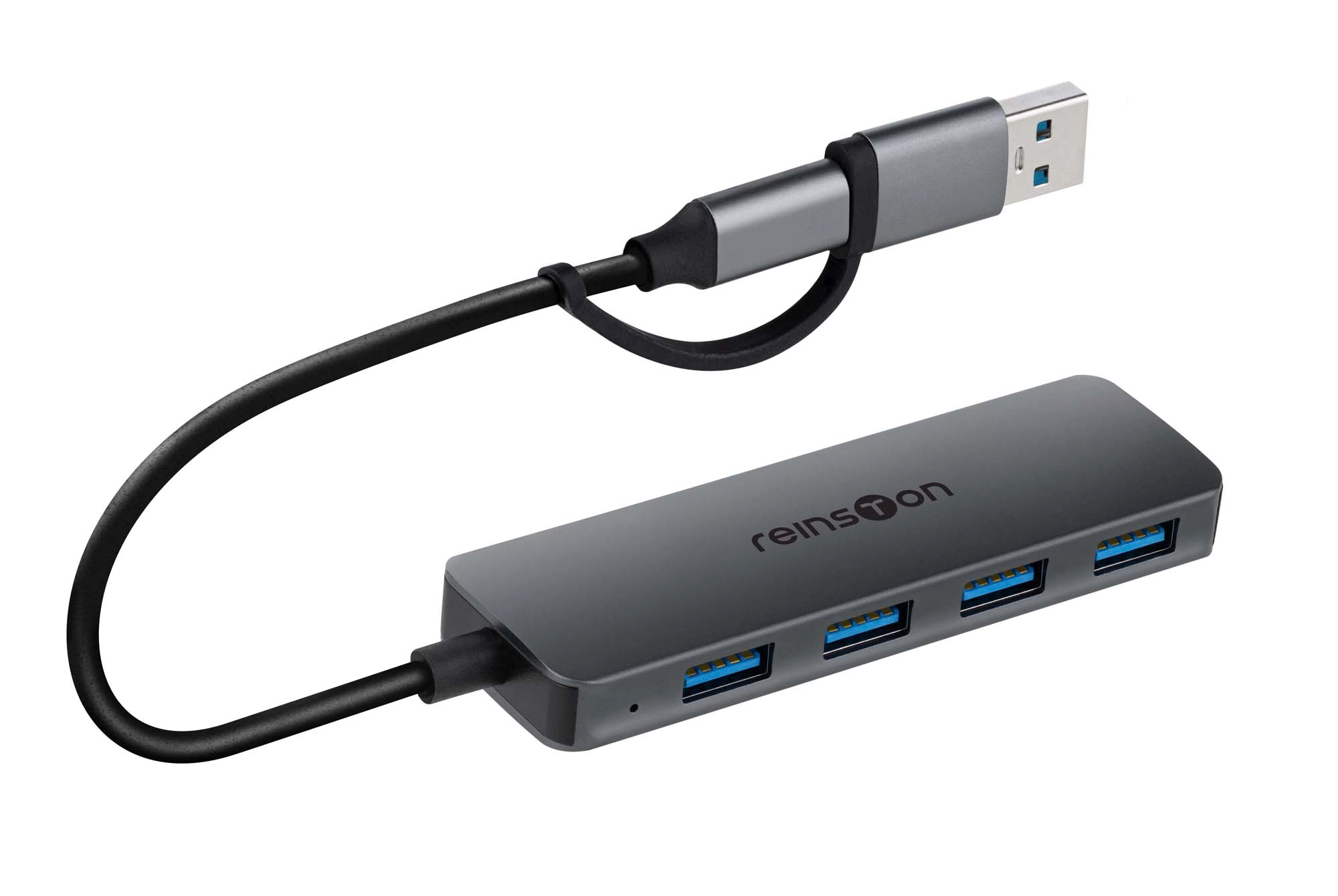 Hub USB Reinston EHUB08 4w1 Pasywny Szary