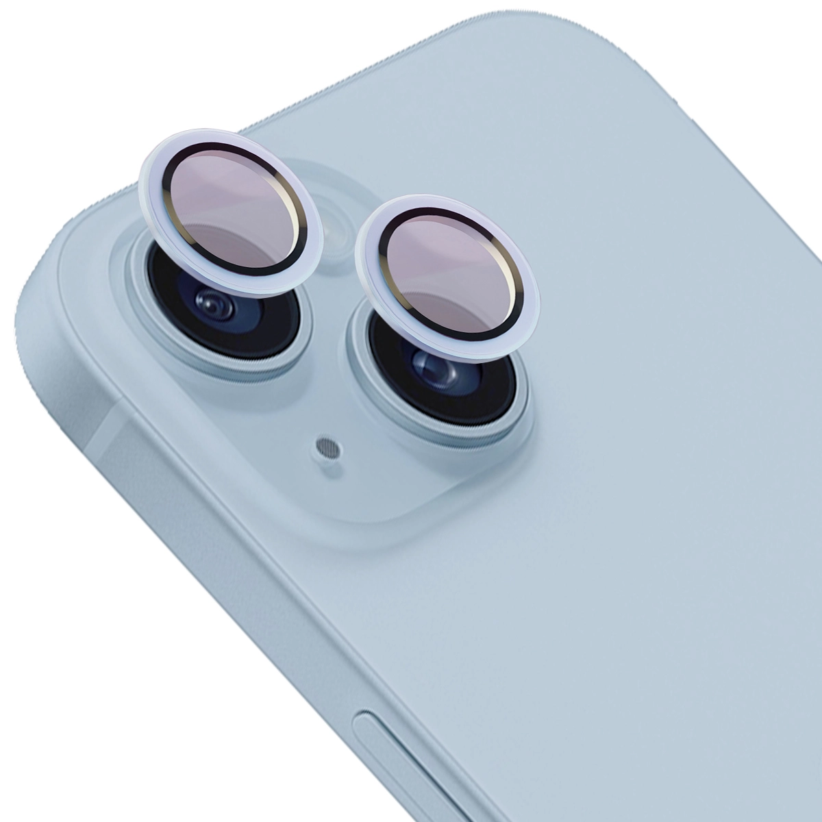 Szkło hartowane Bizon na aparat z aplikatorem Snap Lens do iPhone 14/14 Plus jasnoniebieska ramka