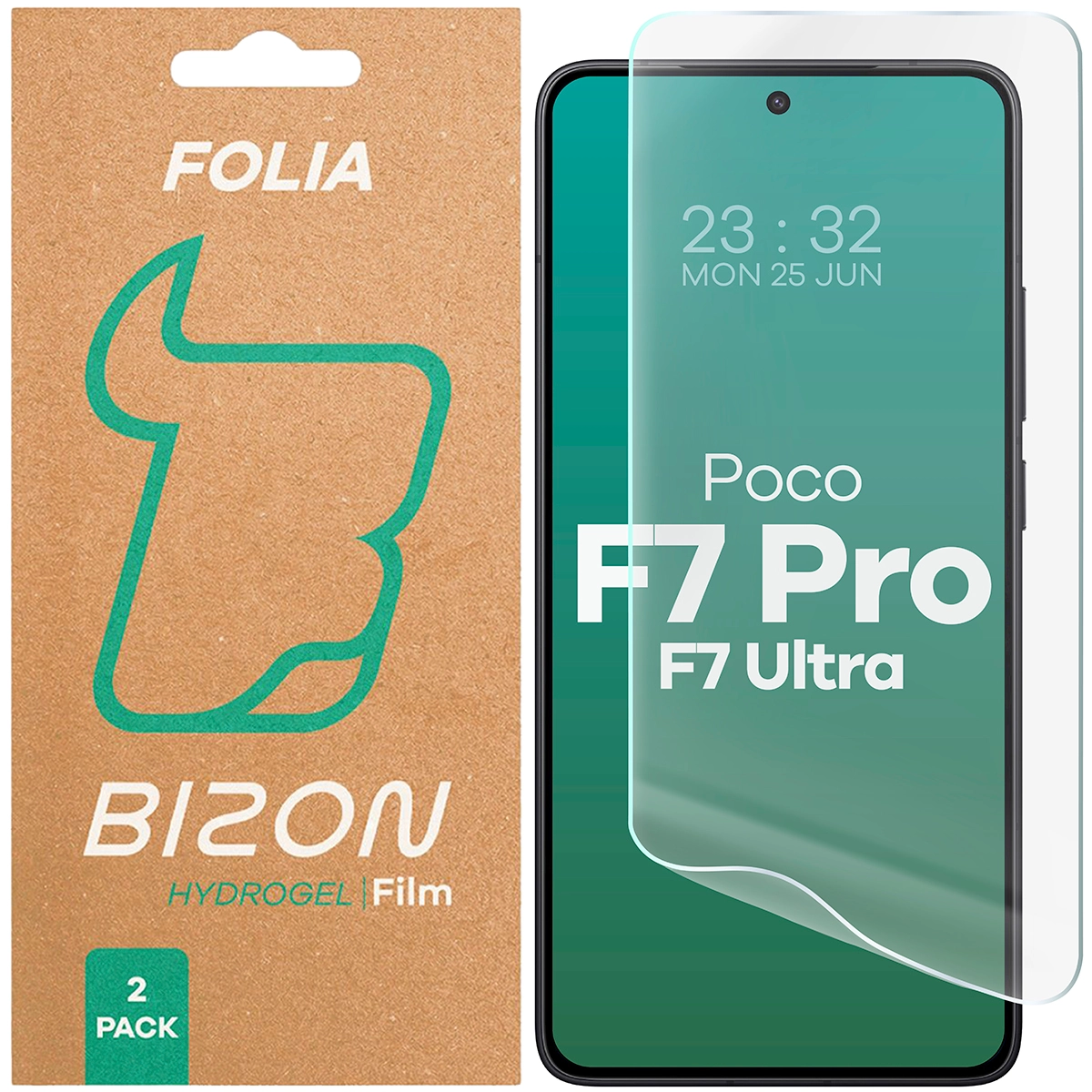 Folia hydrożelowa Bizon na ekran Hydrogel Front do Xiaomi Poco F7 Pro / F7 Ultra 2 sztuki