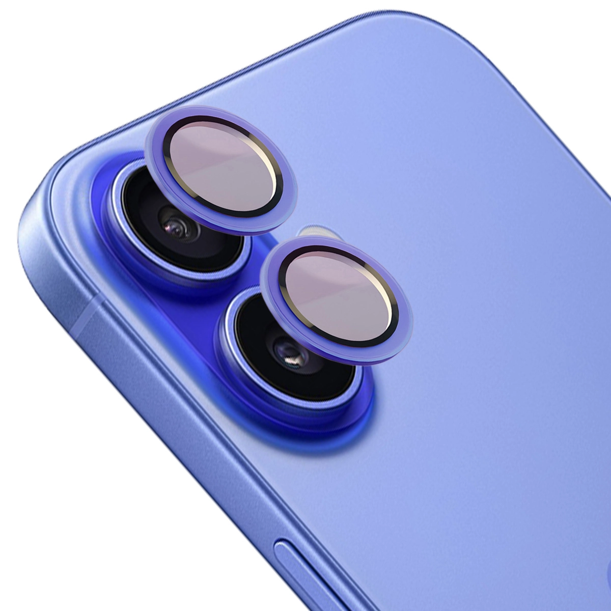 Szkło hartowane Bizon na aparat z aplikatorem Snap Lens do iPhone 16/16 Plus niebieska ramka