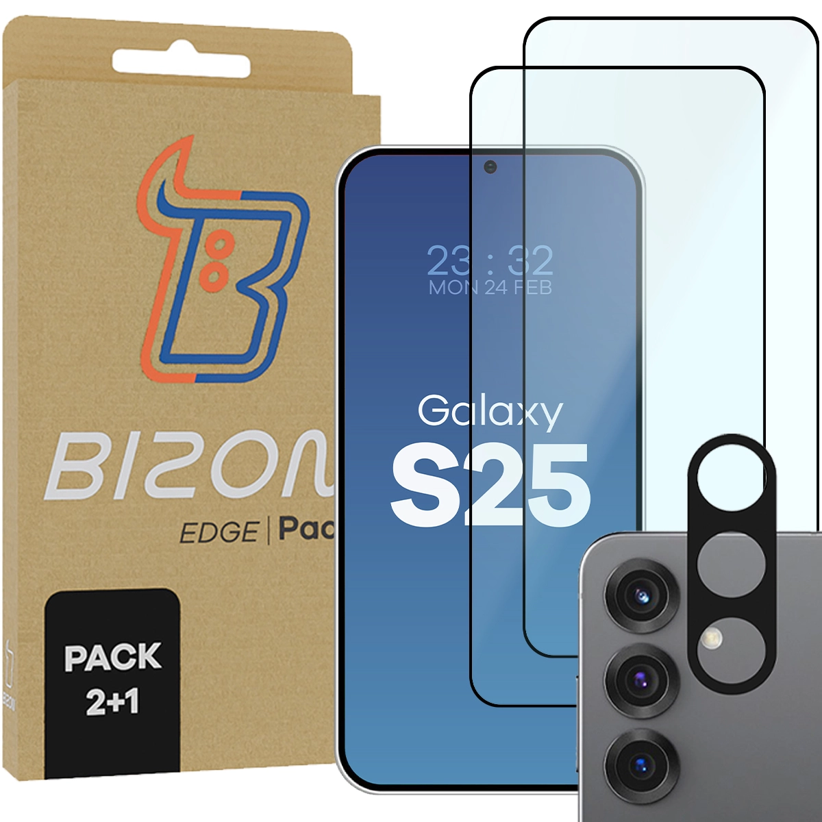 Zestaw ochronny Bizon 2x Szkło + szybka na aparat Edge 2 Pack do Galaxy S25