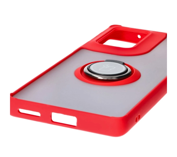 Bizon z uchwytem na palec Hybrid Ring do Motorola Edge 50 Fusion przydymione z Czerwoną ramką