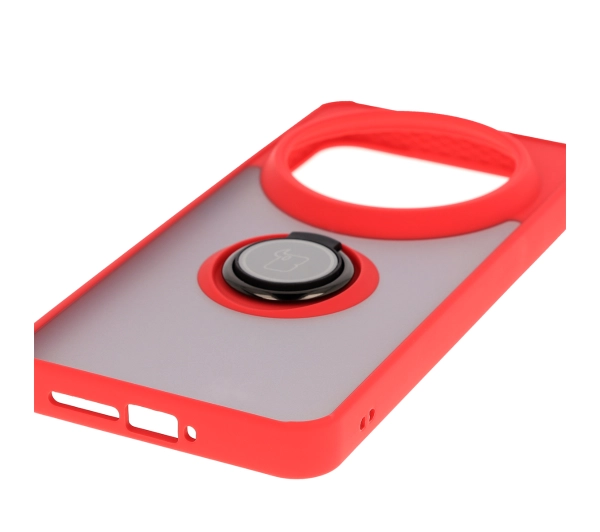 Bizon z uchwytem na palec Hybrid Ring do Xiaomi 15 Ultra przydymione z Czerwoną ramką