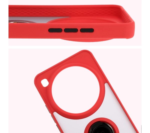 Bizon z uchwytem na palec Hybrid Ring do Xiaomi 15 Ultra przydymione z Czerwoną ramką