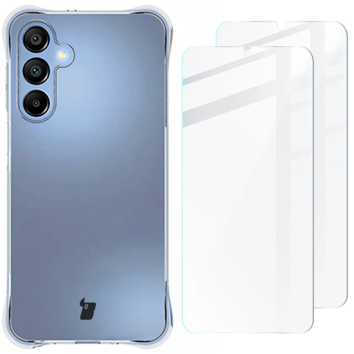 Zestaw ochronny Bizon elastyczne etui Salpa + 2x szkło hartowane Clear Pack do Galaxy A16 4G/5G
