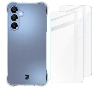 Zestaw ochronny Bizon elastyczne etui Salpa + 2x szkło hartowane Clear Pack do Galaxy A16 4G/5G