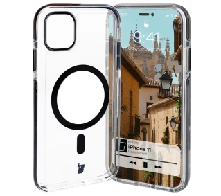 Bizon Marco z MagSafe do iPhone 11 Przezroczysty z Czarną ramką
