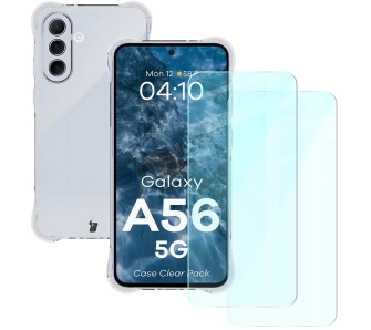 Zestaw ochronny Bizon elastyczne etui Salpa + 2x szkło hartowane Clear Pack do Galaxy A56 5G