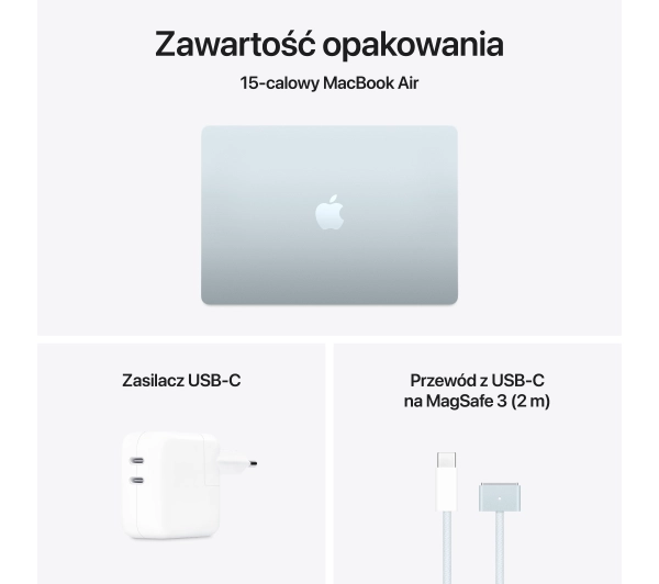Apple MacBook Air 2025 15,3" M4 16GB RAM 256GB Dysk macOS Błękitny 70W Funkcje AI - Kup na Raty - RRSO 0%