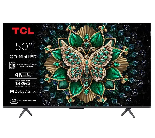 TCL 50C6K 50" QD-Mini LED 4K 144Hz Google TV Dolby Vision IQ Dolby Atmos HDMI 2.1 DVB-T2