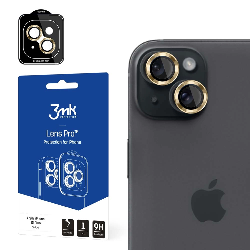 Szkło hartowane 3mk Lens Protection Pro do iPhone 15 Plus Zółty
