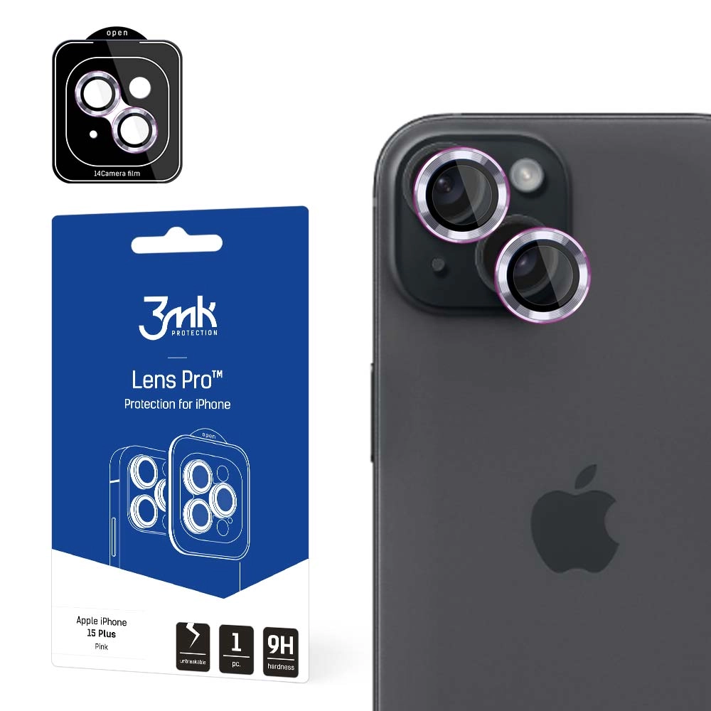 Szkło hartowane 3mk Lens Protection Pro do iPhone 15 Plus Różowy