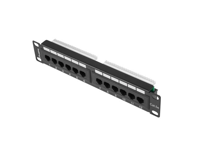 Patch panel Lanberg PPU5-9012-B 12 PORT 1U 10" KAT.5E UTP Czarny