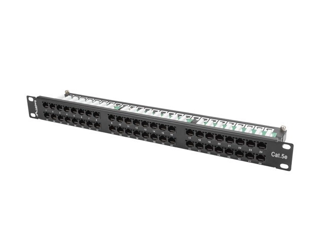 Patch panel Lanberg PPU5-1048-B 48 PORT 1U 19" KAT.5E UTP Czarny