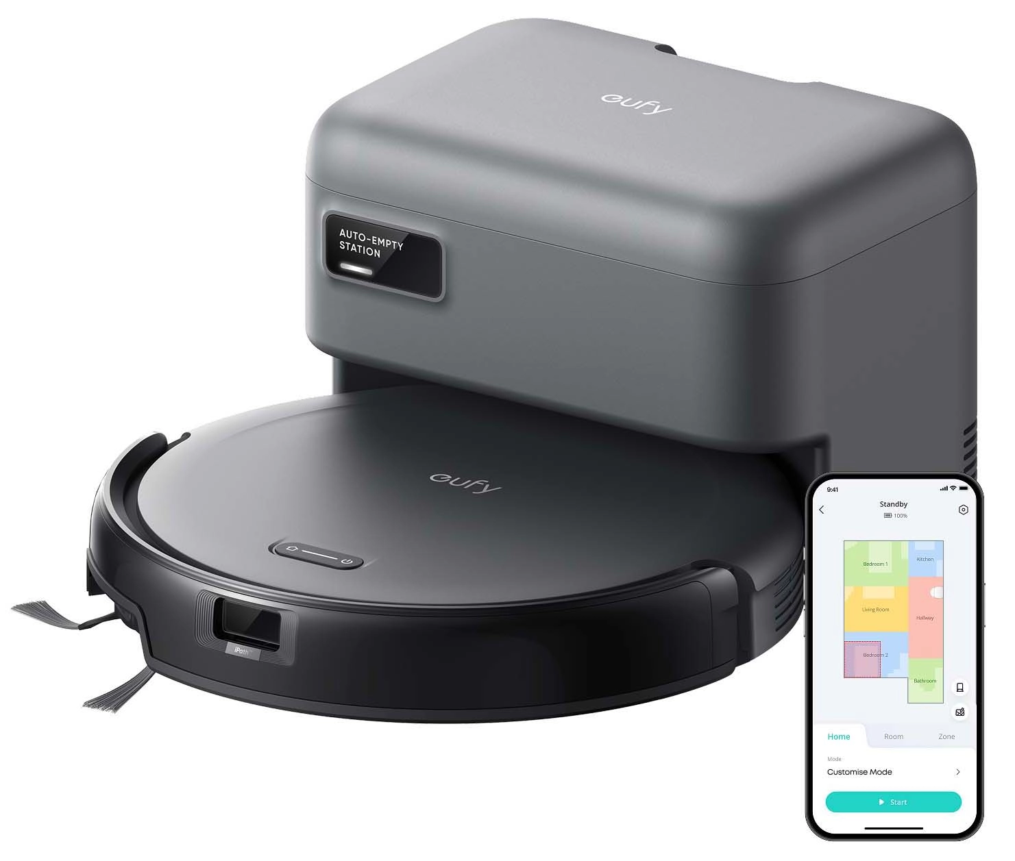 Robot sprzątający eufy C10 Stacja oczyszczająca Tworzenie mapy pomieszczenia 51dB Czarny