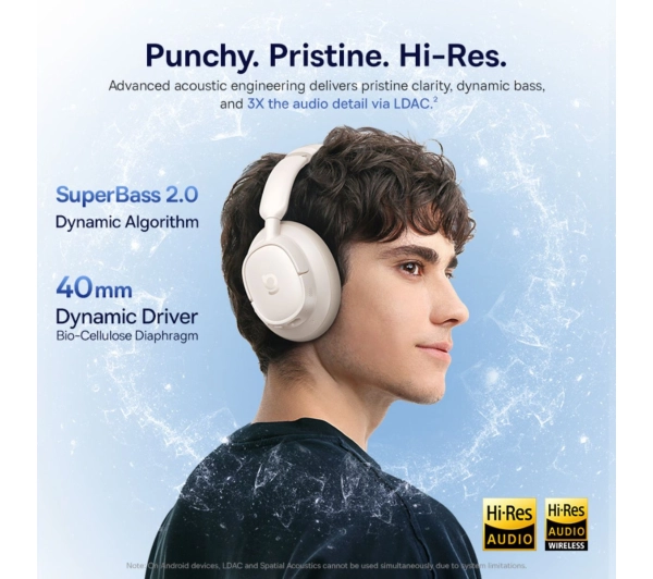 Baseus BH1 NC Nauszne Bluetooth 6.0 Biały - ⚡ BESTSELLERY ⚡