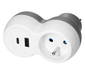Rozgałęziacz Orno OR-AE-13302 1 gniazdo USB-A USB-C Biało-szary