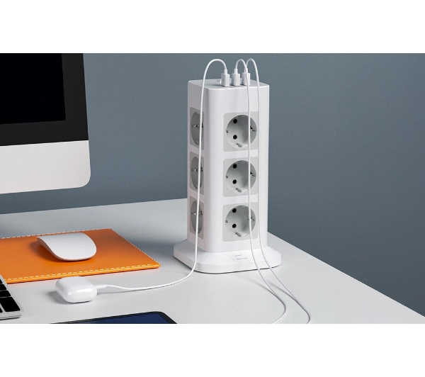 Tessan TS-TPS04-DE 12 gniazd 3x USB-A  Biały