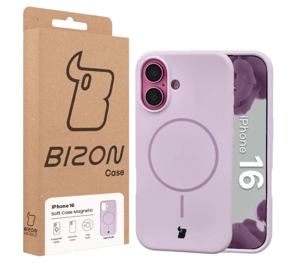 Bizon Soft z MagSafe do Apple iPhone 16 Fioletowy