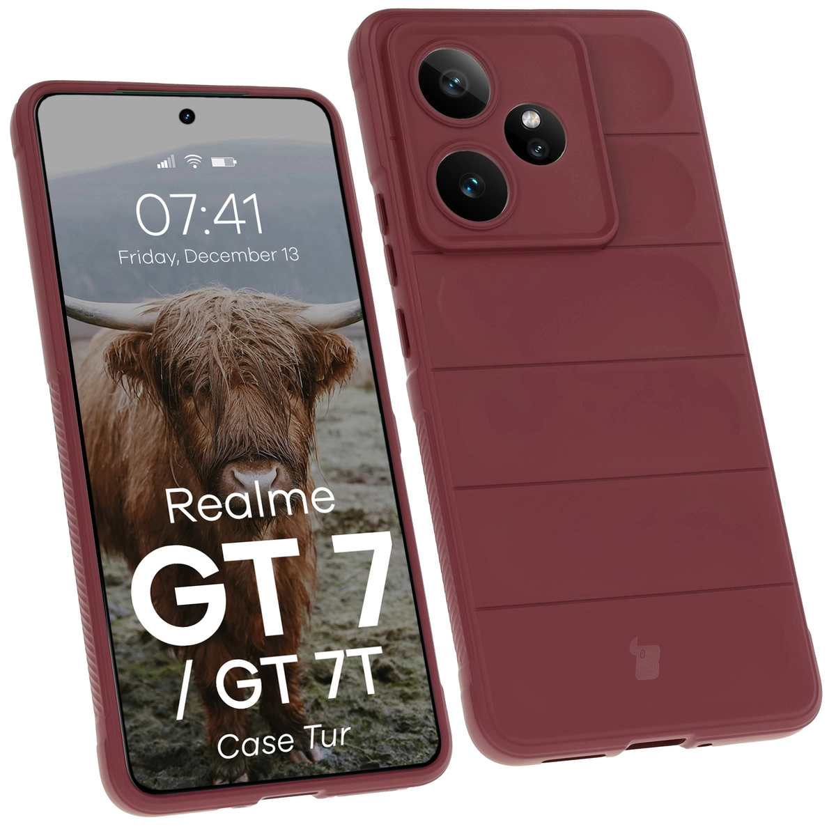 Etui Bizon Tur do Realme GT 7 / Realme GT 7T Ciemnofioletowy