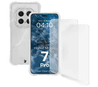 Bizon elastyczne etui Salpa + 2x folia na ekran Clear Pack do Honor Magic7 Pro