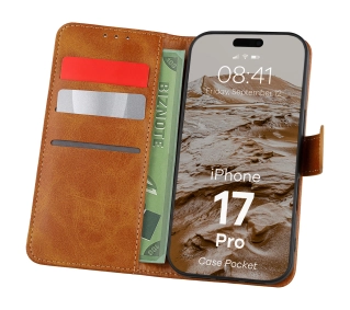 Bizon z klapką Pocket do Apple iPhone 17 Pro Brązowy