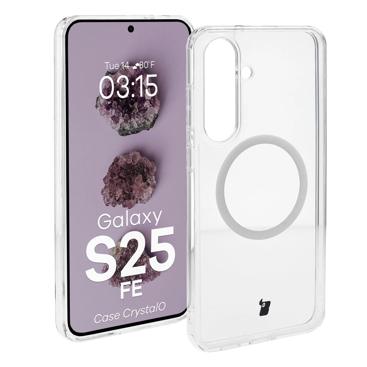 Etui Bizon CrystalO z MagSafe do CrystalO Samsung Galaxy S25 FE Clear Przezroczyste