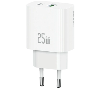 Ładowarka sieciowa USAMS CC315 T65 25W 1x USB-C 1x USB-A Fast Charging Biały