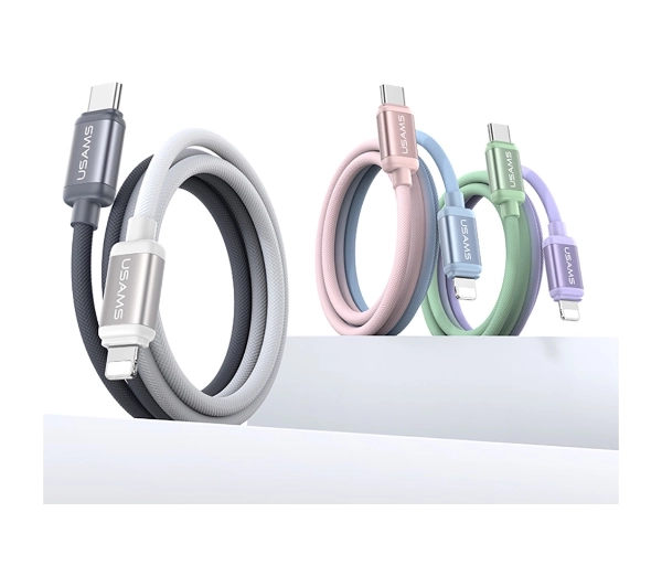 USAMS Bicolor Series PD 30W USB-C do Lightning 1,2m Czarno-biały