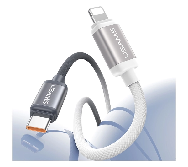 USAMS Bicolor Series PD 30W USB-C do Lightning 1,2m Czarno-biały