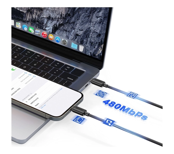 USAMS KY Series 60W USB-C do USB-C 1m Czarny