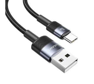 USAMS USB do USB-C 3A 1,2m Fast Charging Stalowy