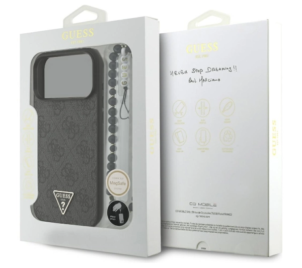 Guess 4G Strap Triangle Logo MagSafe do iPhone 17 Pro Max czarny