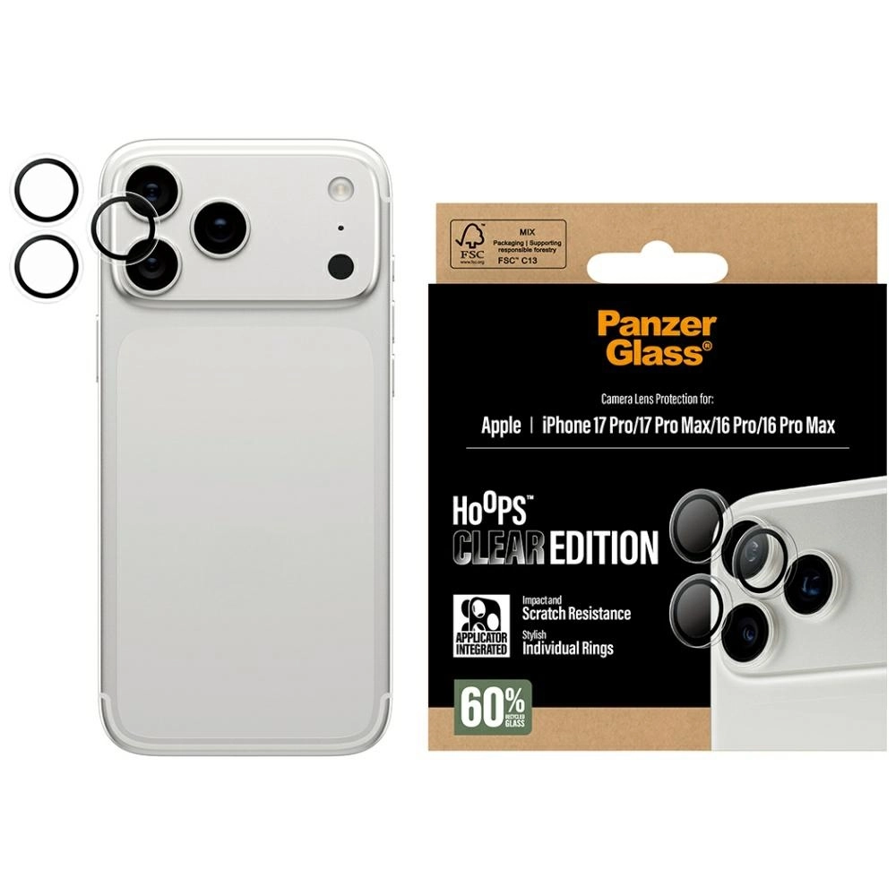 Szkło ochronne PanzerGlass Hoops do iPhone 17 Pro / 17 Pro Max / 16 Pro / 16 Pro Max