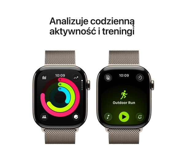 Apple Watch Series 11 GPS + Cellular 46mm Tytan Naturalny Bransoleta mediolańska Naturalny S/M - Kup na Raty - RRSO 0%